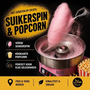 suikerspin en popcorn
